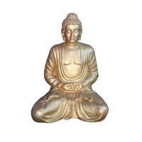 Statue de Bouddha KNT en gros, sculptée à la main, assise, 4 pieds, moderne, pour intérieur/extérieur, sculpture paisible décorative, couleur dorée, mobile