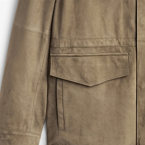 OEM Wholesale <b>Lightweight</b> Suede Leather Real Cowhide <b>Jacket</b> Streetwear for <b>Men</b> Cheap Price New Fashion Leather Suede Coat - Product Image 5
