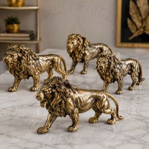 Figura de León en Aleación de Zinc, Bañada en Oro, Escultura Animal, Decoración para el Hogar, Artesanía en Metal Fundido - Product Image 3