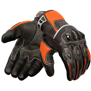 Guantes de Motocicleta de Cuero Negro, Largos hasta la Muñeca, Transpirables, Sin Forro, Estilo Deportivo, para Ciclismo, Primavera/Otoño, Fabricación Directa de Fábrica - Product Image 1