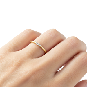 Wholesale Round Lab Grown Diamond Ring Minimalist Three <b>Stone</b> Band 9K 10K Solid Gold Proposal Ring Dainty Stackable Promise Band - Product Image 6