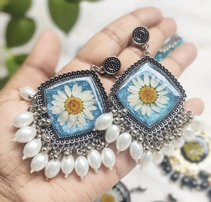 Resin Epoxy Craft Ear Ring Unique Design Ear Ring Resin Ear Ring Antique Women <b>Earring</b> - Product Image 2