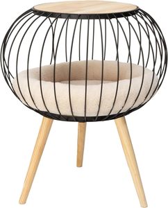 Cama Moderna para Gatos Kitty con Mesa Lateral de Madera, Mueble Elevado para Gatos de Interior con Cojín Sherpa Extraíble, Elegante Cama para Gatos - Product Image 5