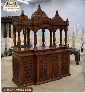 Compre Mueble de Madera de Teca para Templo Siddhivinayak, Desmontable, Tamaño Personalizado, Madera Maciza Tallada a Mano, Fabricante de Gabinetes para Pooja Ghar, EE. UU. - Product Image 3