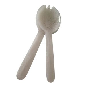 Ensemble élégant de cuillères et fourchettes à salade en résine, faits à la main, de luxe, pour fêtes, ustensiles de table avec long manche, design moderne et écologique - Product Image 2