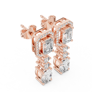 Exclusivos pendientes con diamantes cultivados en laboratorio de corte mixto, engastados en oro blanco de 18 quilates, ideales para fiestas, eventos glamurosos y regalos de lujo para mujeres. - Product Image 5