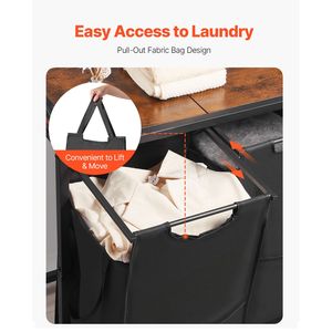 Cesto para Ropa Sucia de 4 Secciones con Marco Metálico Grande y Tablero de Madera, Organizador de Almacenamiento Eficiente - Product Image 4