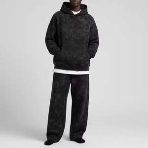 Ensemble sweat à capuche et short de survêtement pour homme, style vintage, délavé à l'acide, effet usé, personnalisé, avec impression en relief, 100% coton respirant, idéal pour l'été - Product Image 4