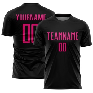 ขายส่งโดยตรงจาก OMMIZ INDUSTRY ชุดฟุตบอลแบบ sublimation สีดำชมพูร้อนแรงตามสั่ง - Product Image 1