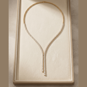 สร้อยคอเทนนิสทองคำแท้ 14K หรูหรา ประดับเพชรเลี้ยงในห้องปฏิบัติการ ดีไซน์สั่งทำได้ รับรองโดย IGI เครื่องประดับชั้นดีสำหรับผู้หญิง งานปาร์ตี้ วันครบรอบ - Product Image 3