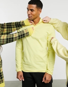 Polo à manches longues pour homme, tricot uni, style décontracté, couleur jaune, coupe classique - Product Image 3