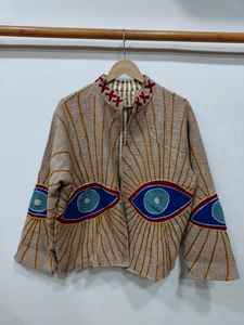 Chaqueta de algodón bordada Suzani del fabricante, ropa exterior étnica colorida, chaqueta étnica de algodón para fiestas, chaqueta bomber Suzani. - Product Image 4