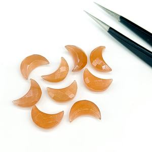 พลอยมูนสโตนทรงพระจันทร์เสี้ยวเจียระไน AAA Peach Moonstone สำหรับทำเครื่องประดับ พลอยมูนสโตนทรงหยดน้ำแกะสลักด้วยมือ ขนาด 12 มม. จำนวนมาก - Product Image 2