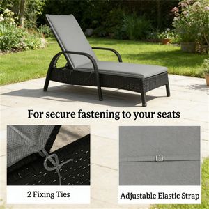 Ensemble de 2 coussins pliants gris pour chaise inclinable d'extérieur (coussins uniquement) - Product Image 4