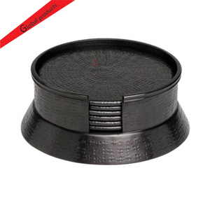 Ensemble de 6 sous-verres en métal noir, design moderne, écologiques, pour la maison, les cafés, les hôtels et les bars - Product Image 1