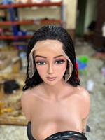 Vente en gros 13x4 pleine dentelle frontale perruques pour les femmes noires sans colle vague profonde brut cheveux indiens perruques naturel dentelle avant perruque de cheveux humains