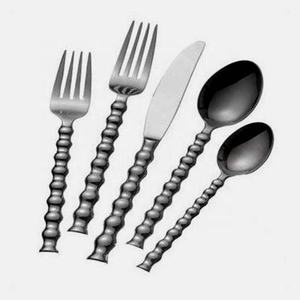 Increíble Acero inoxidable reutilizable uso de oficina níquel plateado con mango gris mate cuchara de lujo tenedor y cuchillo juego de cubiertos - Product Image 5