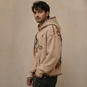 Hoodies Soft Cotton Blend Comfortable <b>Pullover</b> Clothing Vintage Distressed Finish With Embroidery <b>Men</b> Distressed Embroidery - Product Image 3