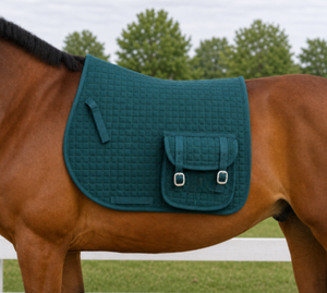 Western Horse Saddle Pad with Storage Pockets | Quilted <b>Equestrian</b> Saddle Cloth | Fleece Lined Horse Riding Pad Wholesale - Product Image 2