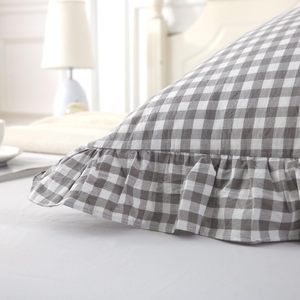 <b>Extra</b> <b>Large</b> Ruffled Lumbar Cushion Cover, 100% Cotton Printed Striped Frilled <b>Pillow</b> Red Ticking Stripe 16X41" - Product Image 5