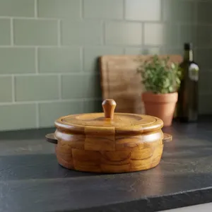Casserole en bois de qualité supérieure pour Roti, Chapati et Paratha, pot à nourriture de qualité alimentaire, garde les Rotis au chaud et frais, fait main - Product Image 4