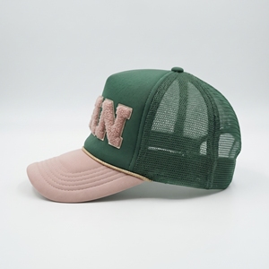 Gorra de Béisbol Verde y Rosa con Malla y Letra de Chenilla, Visera Curva, Venta al Por Mayor, Logotipo Personalizado, Alta Calidad, OEM, ODM, MOQ Bajo, Unisex, Casual - Product Image 2