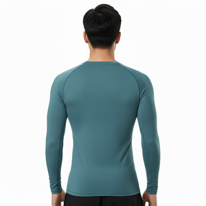 Men's Long Sleeve Compression <b>Shirt</b> Solid Color Quick Dry Sporty Fit O-Neck Knitted <b>Polyester</b> Slim Fit - Product Image 3