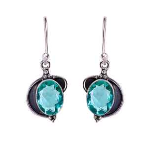 Boucles d'oreilles ovales en apatite, en argent sterling 925, style vintage, bijoux faits à la main, cadeau pour femme - Product Image 4