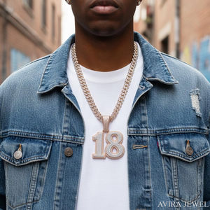 Pendentif Hip Hop glacé en argent sterling 925 massif plaqué or jaune et or rose, avec diamant Moissanite, bijou de luxe et de caractère - Product Image 1