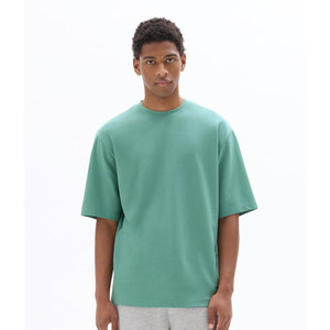 Camiseta de Manga Corta para Hombre, Cuello Redondo, Algodón, Estilo Casual, Talla Grande, Verano, Corte Regular, Color Sólido - Product Image 5