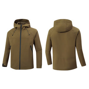 <b>Men</b> Hooded Windbreaker <b>Jacket</b> Lightweight Waterproof Solid Color Casual Outdoor Autumn Wear Polyester Shell Zipper Closure - Product Image 4