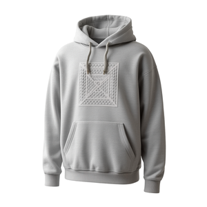 Sweat à capuche oversize tendance pour homme en molleton 100 % coton avec poche imprimée en relief à motifs vagues 3D, prêt pour l'hiver - Product Image 3