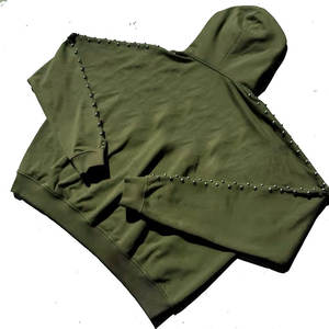 เสื้อฮู้ดซิปปักลายหรูหราประดับเพชรสำหรับผู้ชาย ผ้าฝ้าย 100% หนานุ่ม น้ำหนัก 320 กรัม ดีไซน์กระเป๋า ระบายอากาศได้ดี - Product Image 2