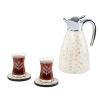 Luxuriöses Nahost-Perlmutt-Tee-Thermos-Set mit Gläsern, Untertassen & Transparenter Tasche als Ramadan-Geschenk im Großhandel
