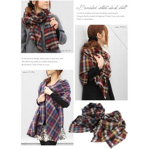 CUSTOM GCCtm 100% Bufanda de diseño a cuadros de fabricación japonesa 55cm * 180cm Silenciador Tela de algodón cepillado púrpura - Product Image 6