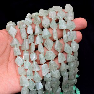 Green Jade 11mm-14mm Faceted Nuggets Beads Natural Grape Jade Quartz <b>Step</b> Cut Tumbled Semi Precious Gemstone Beads For Jewelry - Product Image 3