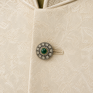 Botones de Lujo Personalizados de Latón con Cristales de Esmeralda Verde y Piedras Kundan Polki Antiguas para Trajes Sherwani y Jodhpuri de Hombre - Product Image 3