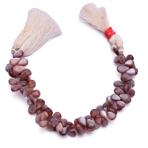 Perles de pierre de lune naturelle marron foncé chocolat, forme poire lisse, taille 6x8mm-8x12mm, qualité AAA, pierres précieuses pour bijoux. - Product Image 4
