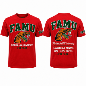 T-shirt inspiré de FAMU, t-shirt en coton personnalisé, logo imprimé, t-shirt de style universitaire, fabricant de t-shirts personnalisés FAMU, t-shirt FAMU de qualité supérieure - Product Image 1