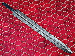 Cuchillos de camping de acero de Damasco de grado industrial de venta caliente con hojas en bruto de punta caída y mango de madera, forjados, personalización OEM/ODM - Product Image 2