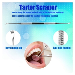 Kit d'outils d'hygiène dentaire en acier inoxydable : Cure-dents, pincettes, fil dentaire, gratte-dents professionnels pour plaque et tartre - Product Image 4