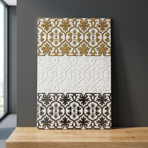 Azulejos de Pared de Cerámica Kajaria Pintados a Mano, Arte Moderno para Decoración del Hogar, Azulejos Decorativos Digitales de Porcelana Atractivos en Dorado y Plateado - Product Image 3