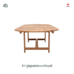 Table de salle à manger extérieure en teck massif de style scandinave moderne, plateau ovale à lattes, fabrication artisanale, écologique, appartement, hôtel, 6 places - Product Image 3