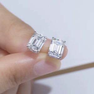 <b>Emerald</b> Cut Diamond Earrings Lab grown E Color IGI Certified Women's Classic Engagement Jewelry For women's - Product Image 2