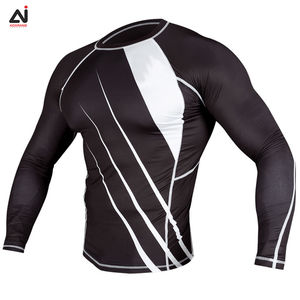 Maillot de compression anti-UV respirant pour homme, manches courtes, séchage rapide, UPF, idéal pour le BJJ et le fitness, qualité économique avec OE. - Product Image 2