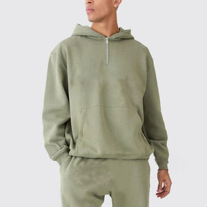 Ensemble survêtement molletonné surdimensionné 2 pièces pour homme : sweat à capuche zippé et pantalon de jogging, style streetwear, personnalisable - Product Image 3