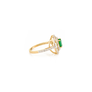 18K Gold Round Emerald Double Halo <b>Diamond</b> <b>Ring</b> VVS1-VS2 Clarity IGI Certified - Product Image 6