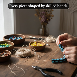 ลูกปัดแก้วแฮนด์เมดหลากสีจาก EXCEL EXPORTS ความยาว 8 นิ้ว |   ลูกปัดตกแต่งขนาด 16 มม. แบบหลวม |   อุปกรณ์งานฝีมือ DIY - Product Image 5