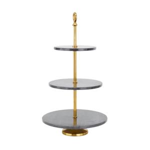 Soporte de Pastel de Dos Niveles de Mármol Blanco con Base de Metal Texturizado, Elegante Soporte para Exhibición de Pasteles y Postres para Bodas - Product Image 6