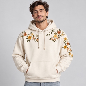 Sudadera con capucha para hombre con efecto acid wash y bordado, diseñada con un acabado desgastado resistente, tela cómoda y bordado llamativo para uso diario. - Product Image 1